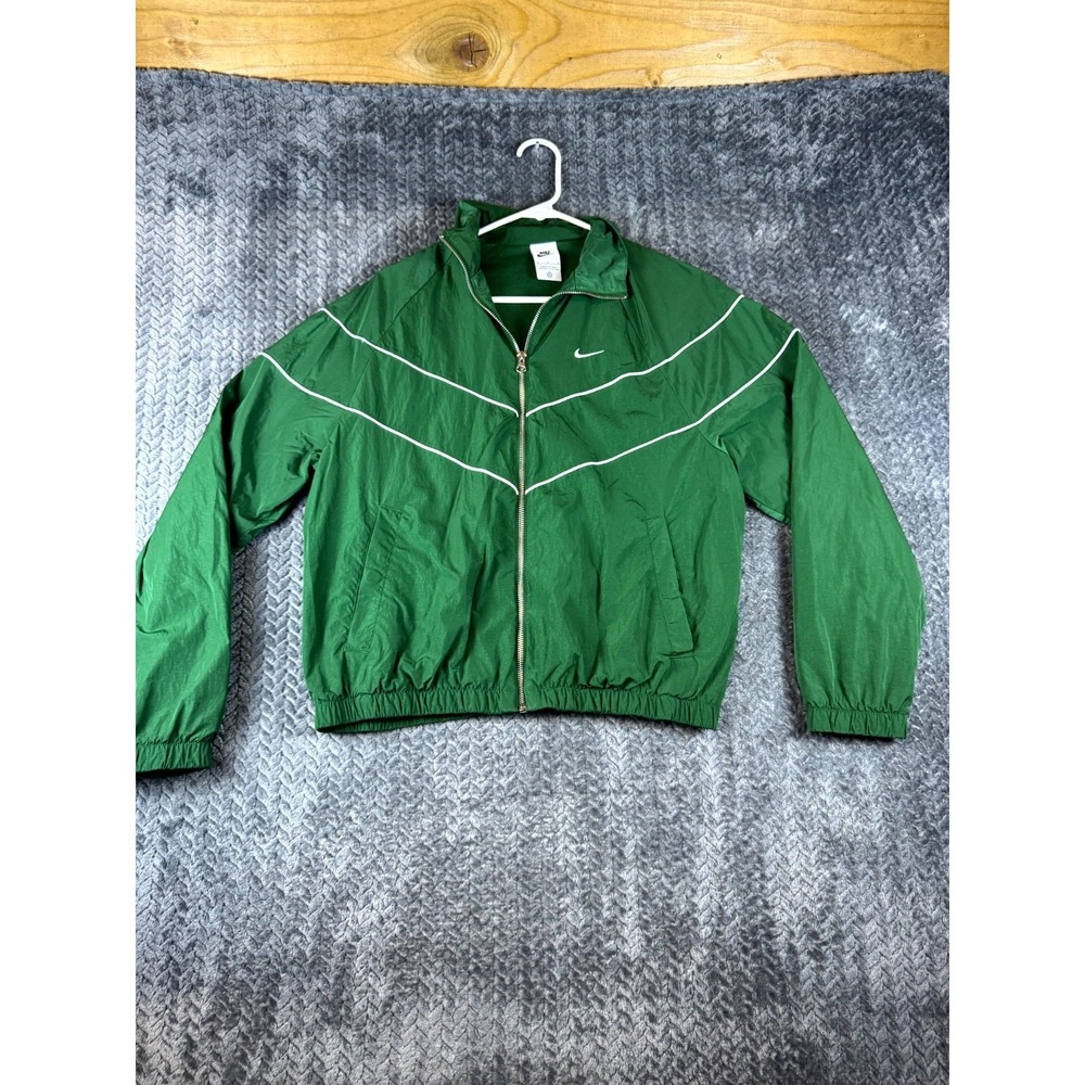 Nike Windrunner Jacket Womens Medium Green Swoosh Sweat Wicking Raglan Sleeve